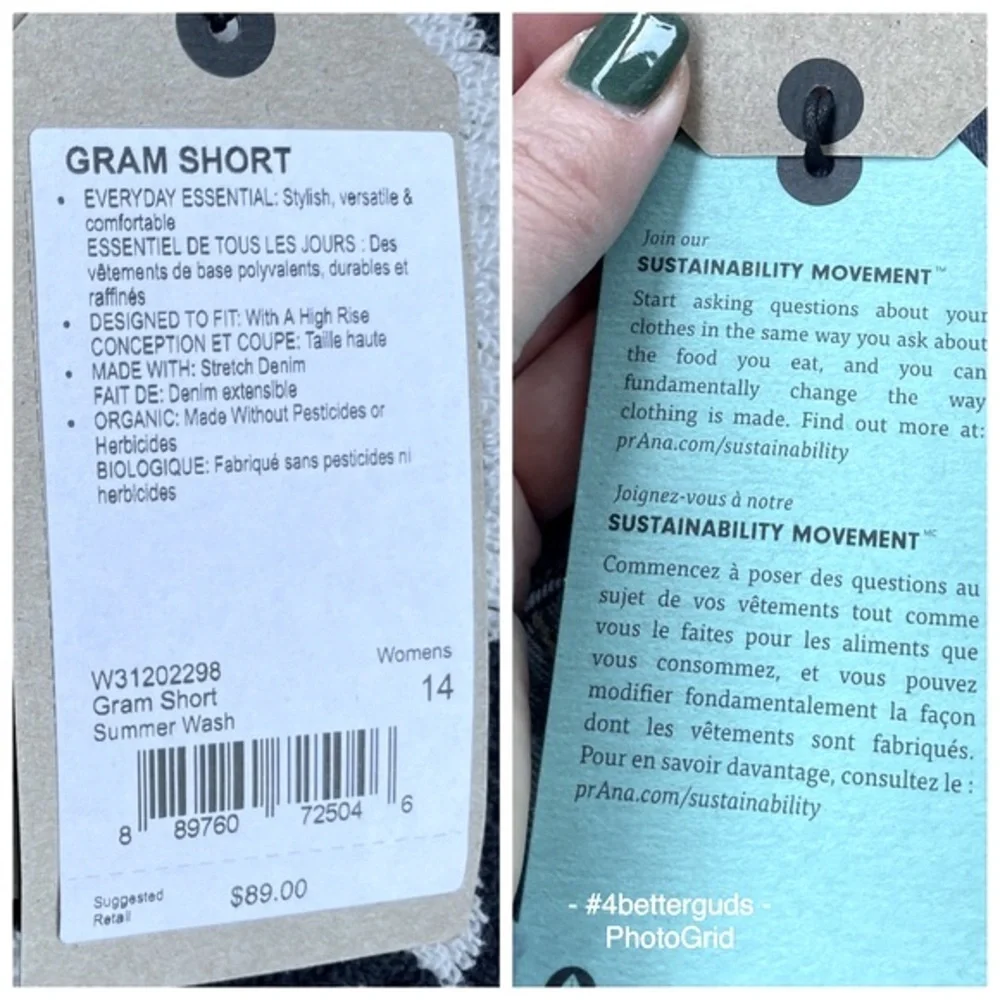 NEW prAna Gram Denim Organic Cotton Jean Short Button Fly Vintage Style Sz 14 32 - Picture 3 of 16
